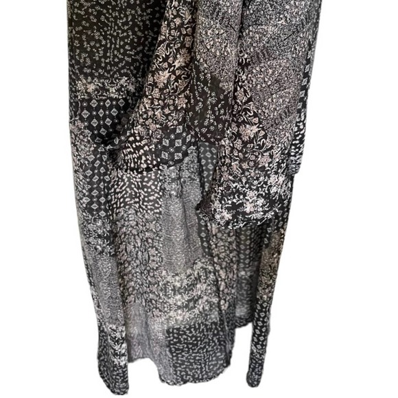 Bohemian Maxi Dress Side Slits V-Neck w/ Tassels Black Size 8 - Picture 6 of 8